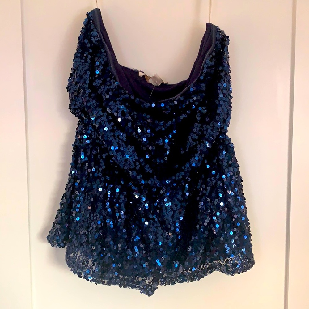 Boston Proper navy sequins off the shoulder.